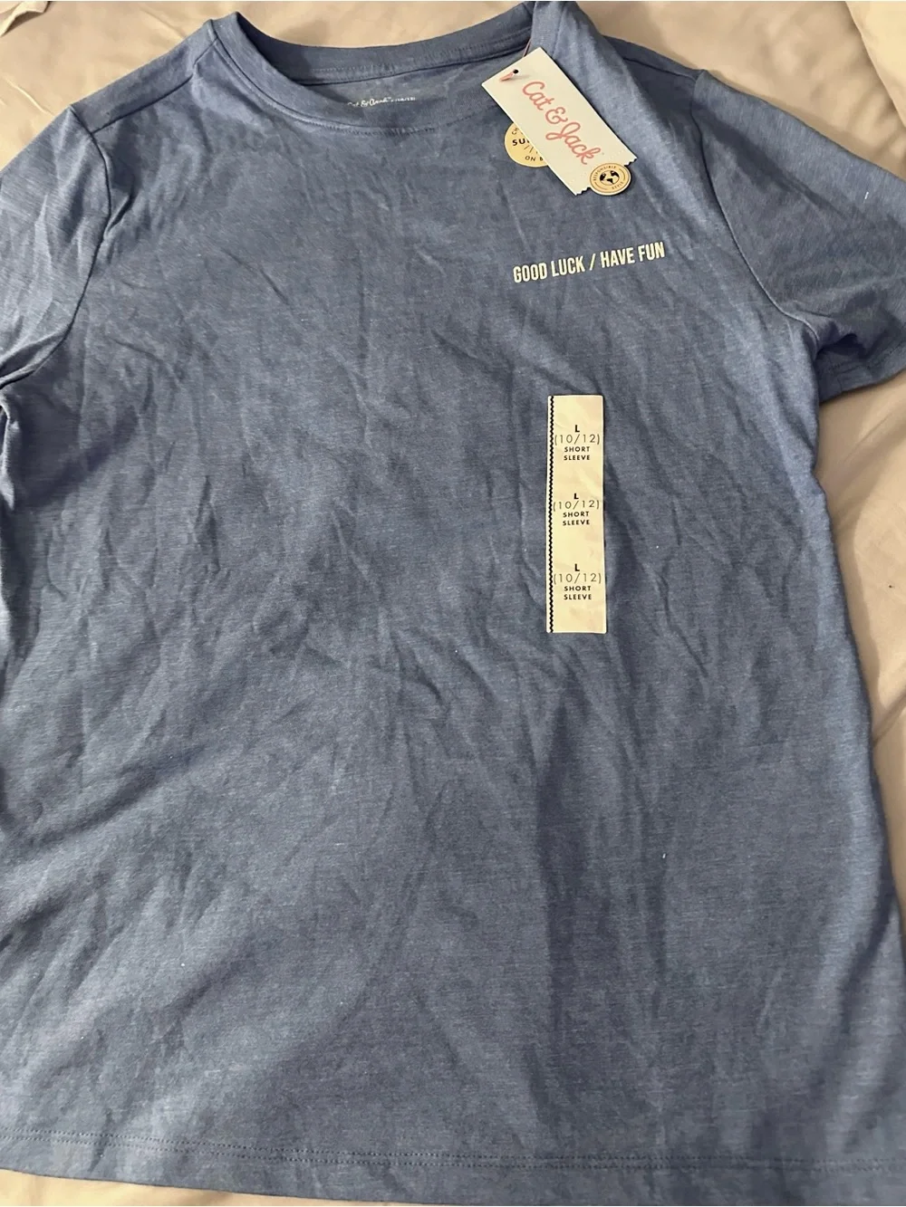 Cat & Jack Blue Graphic Tee with Yellow 'Adrenaline Strategy' Print